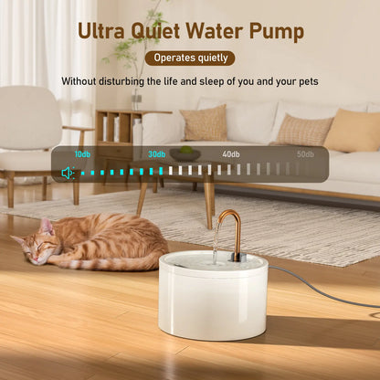 Summervibes Petlovers MISFANS Ceramic Cat Water Fountain D02 – 2.1L Ultra-Quiet Drinking Bowl for Cats & Dogs | Filtered & Easy to Clean | Non Stop Water Fountain Wired Plug-In Model