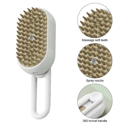 3-in-1 Electric Steam Spray Pet Grooming Brush