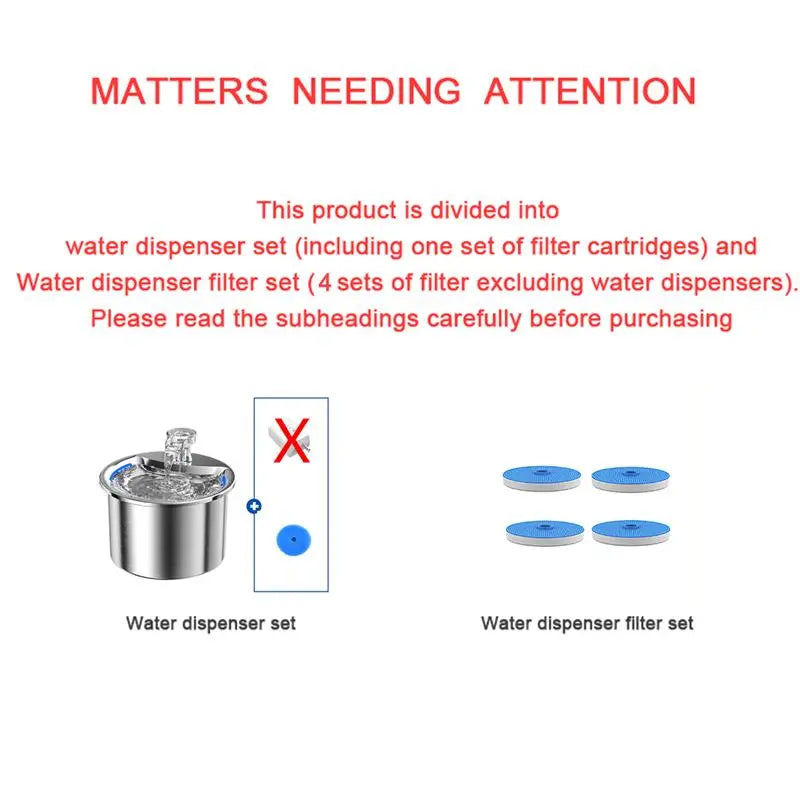 2L Stainless Steel Pet Smart Water Dispenser, USB Powered Pet Automatic Water Bowl, Pet Feeding Supplies, Automatic Water Feeder