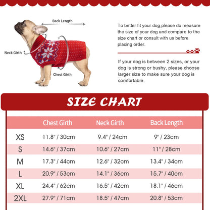 Kuoser Christmas Snowflake Dog & Cat Sweater — Soft Knit Turtleneck Pullover for Small & Medium Pets